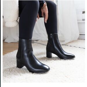 Jolene Black Leather Bootie